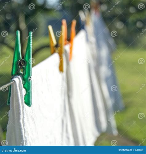 Clean Laundry On Clothesline