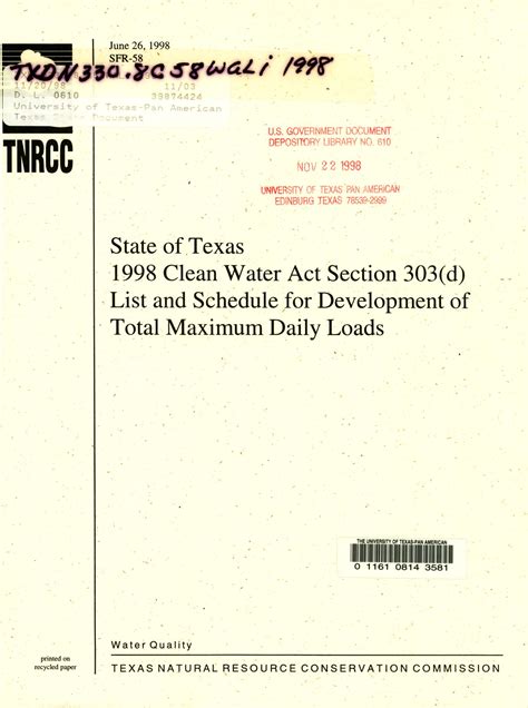 clean water act section 303 d list
