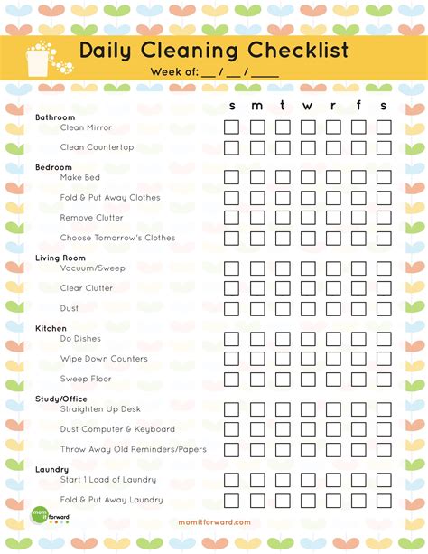 Free Printables! Daily, Weekly & Monthly Cleaning Schedule Hm etc