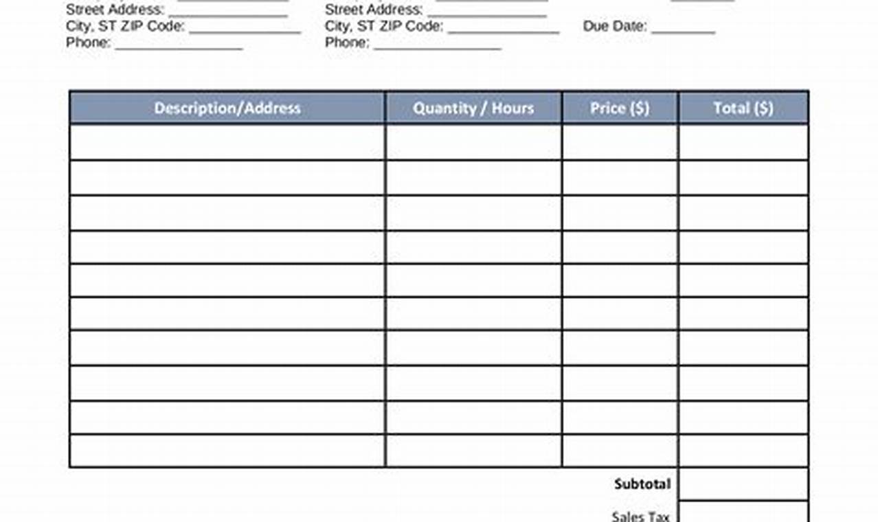Free Downloadable Cleaning Service Invoice Template
