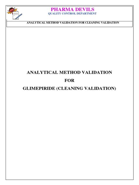 Cleaning Analytical Method Validation Protocol