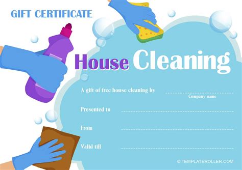cleaning gift certificate