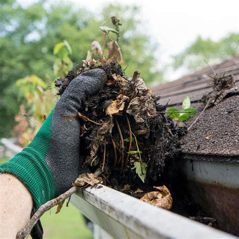 cleaning gutter debris