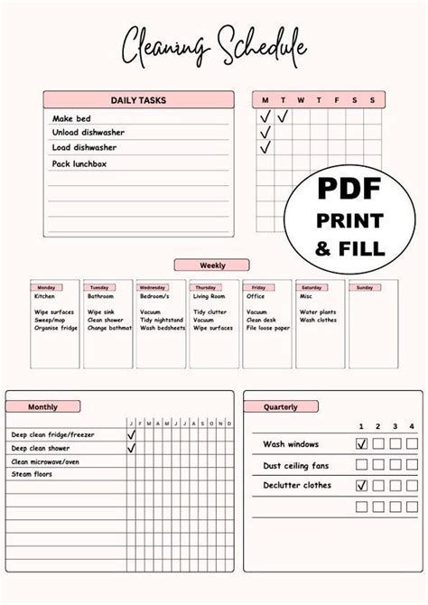 Cleaning Schedule Depression