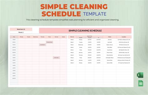 Cleaning Schedule Excel Sheet