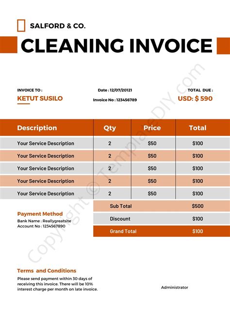 Cleaning Invoice Template 9+ Free Word, PDF Documents Download Free