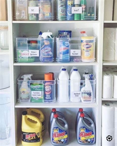cleaning supplies organized