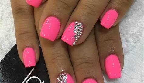 Clear Bright Pink Nails Hot Best Acrylic Nail Art Designs Crystal