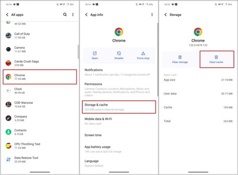 How to clear browser cache and app data on Android