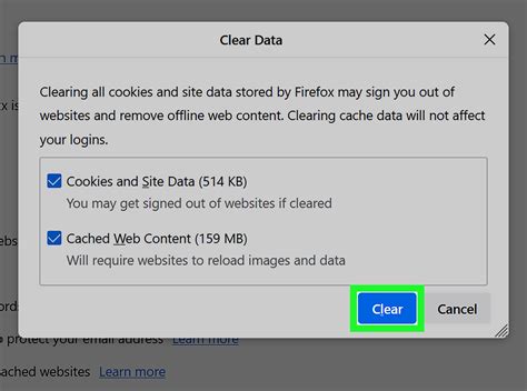 Clearing browser cache
