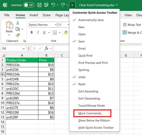 Clear Excel Formatting Quickly