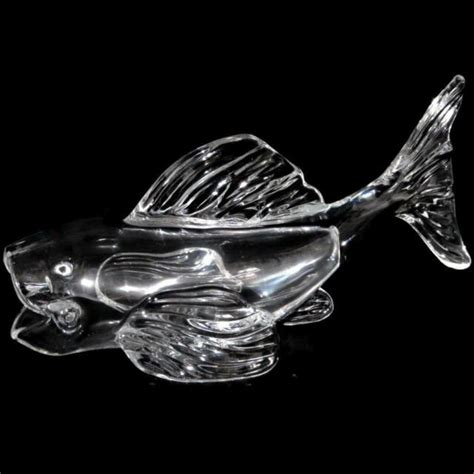 clear glass fish with open mouth