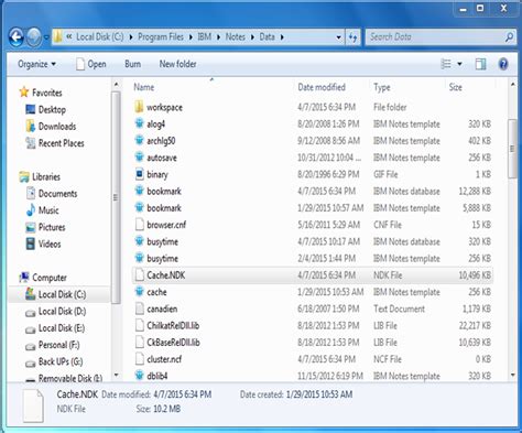 Clear Lotus Notes Cache