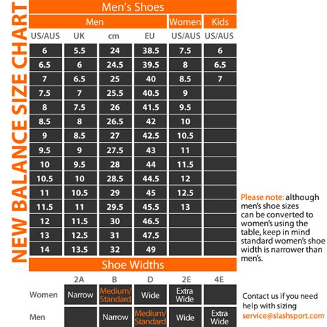 clearance new balance shoes size chart