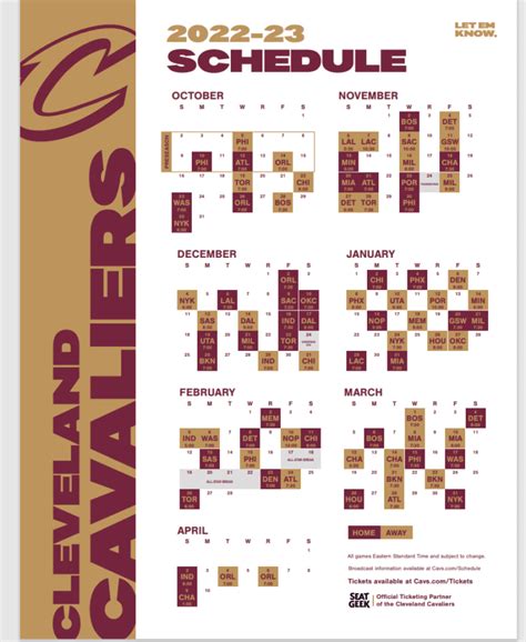 cleveland cavaliers 2022-23 schedule