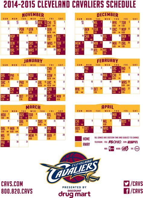 cleveland cavaliers game schedule