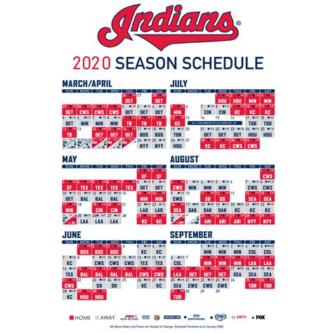 cleveland indians baseball schedule