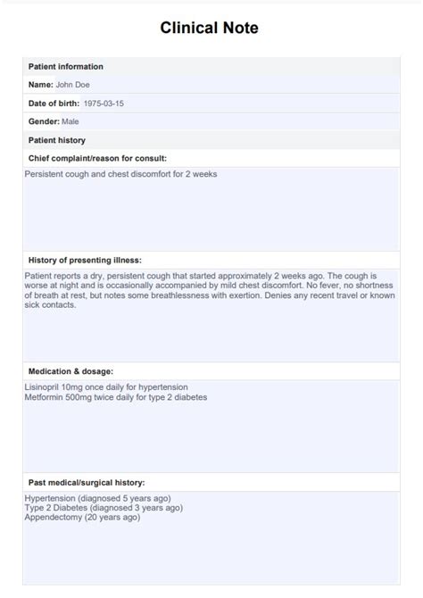 client clinical notes form template
