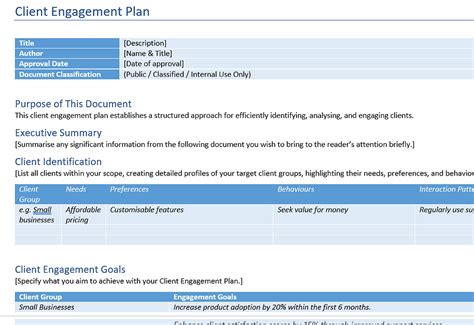 Client Engagement Plan Template