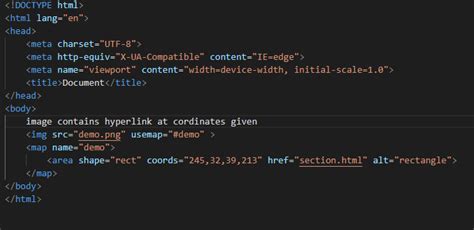 client side image mapping in html code