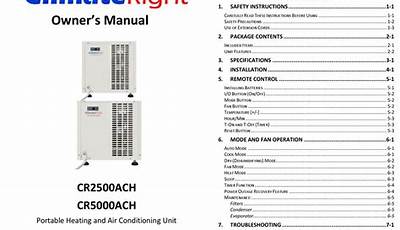 Climateright Cr2500Ach Owner's Manual