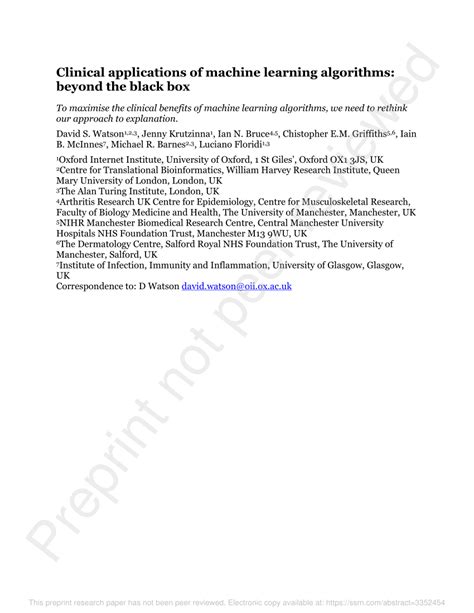clinical applications of machine learning algorithms beyond the black box