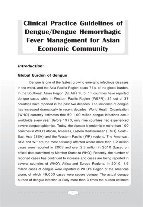 clinical practice guidelines on dengue fever