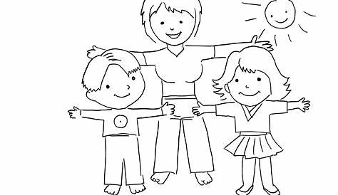 Sport im Kindergarten Zeichnung, Bild schwarz-weiss, Clipart, Comic
