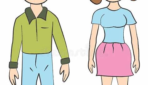 Vektor-Cartoon Illustration von Mann und Frau in einem Anzug und Kleid