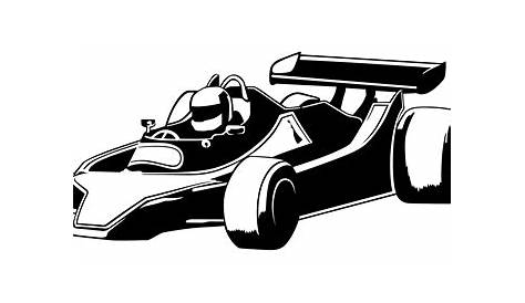 Página para colorear de autos de carrera en blanco y negro para libro