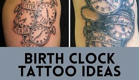 birth clock tattoo - Google Search | Shoulder tattoo, Pink rose tattoos