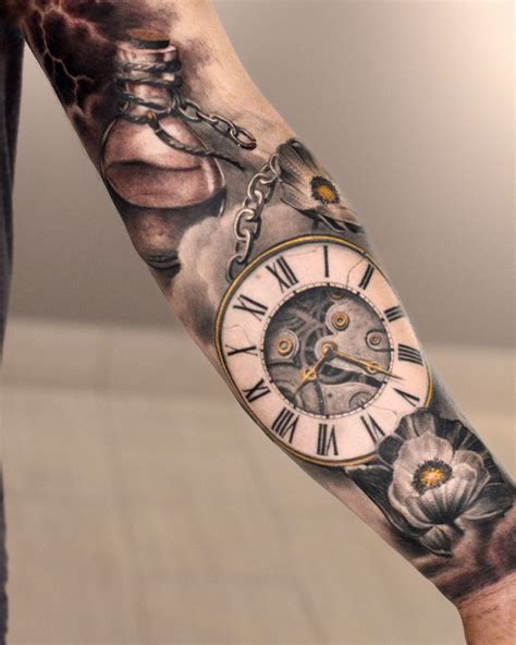 Revolutionary Clock And Flower Tattoo Designs 2023