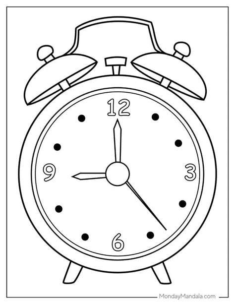 Clock Coloring Clipart