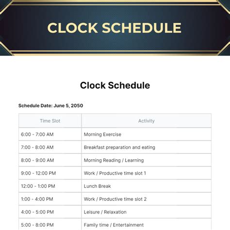 Clock In Schedule