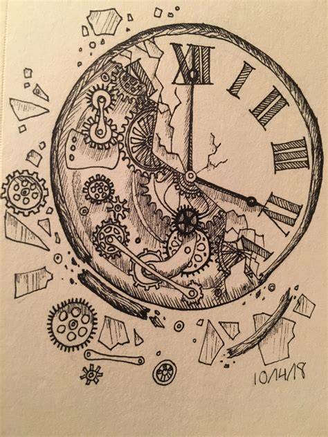 clock inside drawing