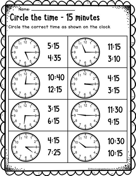 Clock Printable For 1Stgrade