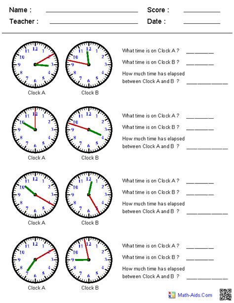Clock Problems 3Rd Grade