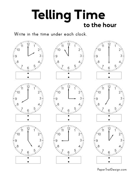 Clock Time Printable Worksheets