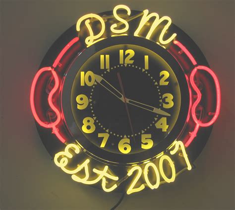 clock with neon light