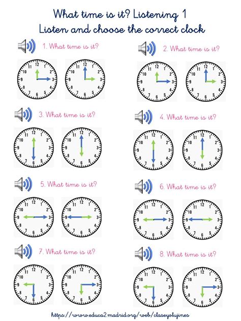 Clock Worksheet Listening