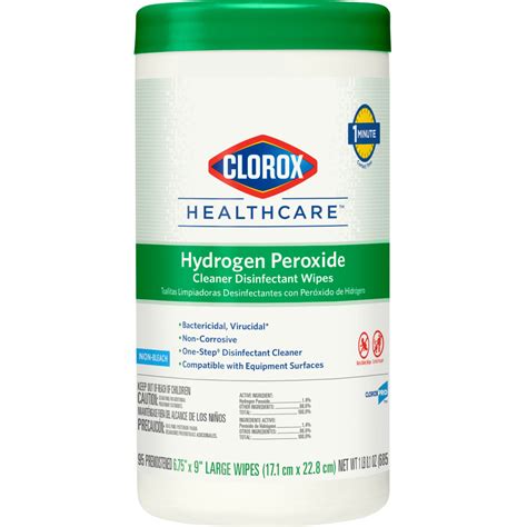 Clorox Healthcare Hydrogen Peroxide Wipes 6.75in x 9in Large can