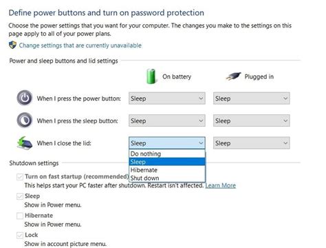 close lid settings laptop