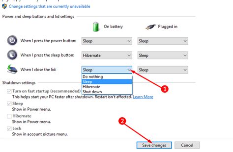 close lid settings not working