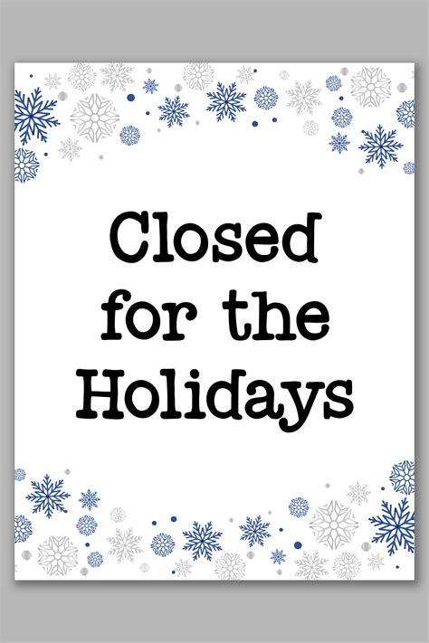 closed for holiday sign template