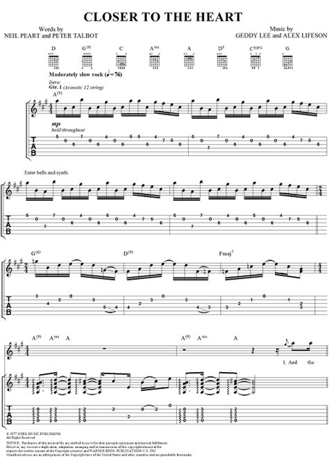 closer to the heart guitar tab