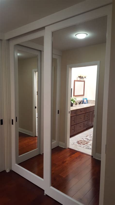 closet mirror doors with lights