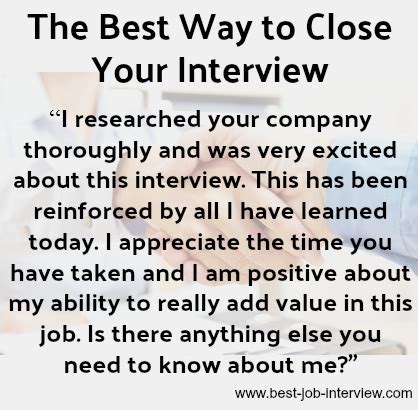 closing statement examples for interview