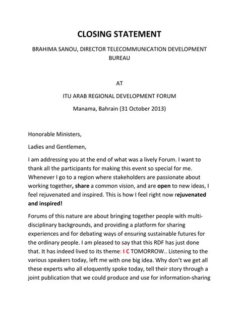 closing statement writing examples