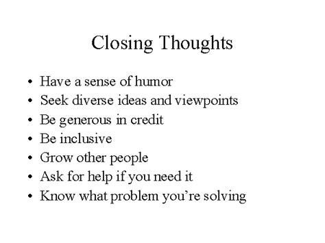 Closing Thoughts