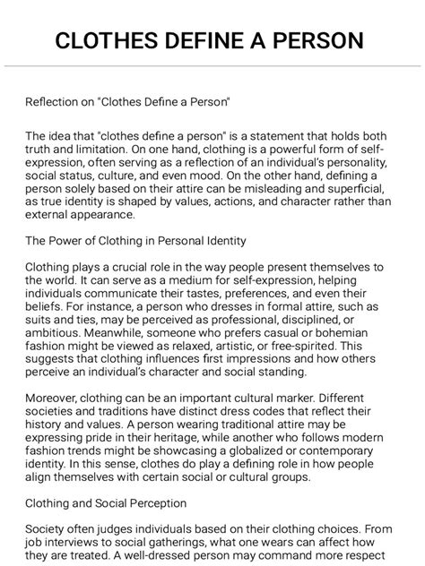 Clothes Define A Person